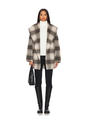 Brochu Walker Finley Plaid Coat in Beige. Size L. Also in S.