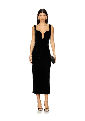Bardot Brooklyn Velour Midi Dress in Black. Size 2. Also in 6.
