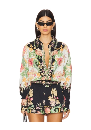 HEMANT AND NANDITA Oversized Shirt With Hand Crafted Buttons in Green. Size M. Also in S, XL, XS, XXS.