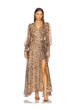 Bardot Lucianna Maxi Wrap Dress in Brown. Size 2. Also in 4.