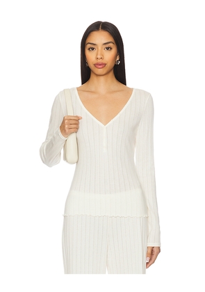eberjey Pointelle V Neck Henley in Ivory. Size L. Also in M.