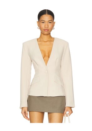 ALL THE WAYS Elizabeth Deep V Blazer in Nude. Size S. Also in XXS, XL.
