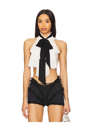 Aniye Records Mimi Ruff Top in White. Size L. Also in M, S, XS.