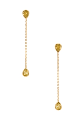 Ettika Radiant Gem Linear Chain Drop Earrings in Metallic Gold.