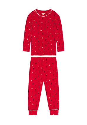 eberjey Kids Printed Long Pajama Set in Red. Size 2. Also in 4, 6, 8.