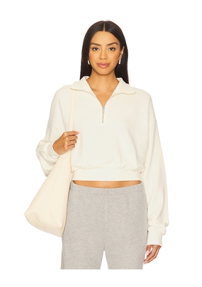 Eterne Cropped Half Zip Sweatshirt in Cream. Size L. Also in XS.