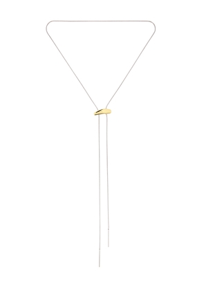 BRACHA Lauren Two Tone Lariat Necklace in Metallic Gold.