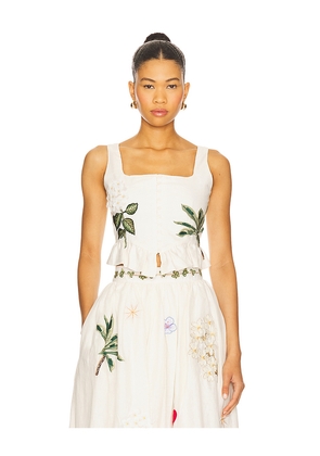 Agua by Agua Bendita Eslabon Wild Top in Green,Beige. Size L. Also in XS.