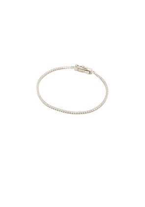 By Adina Eden Classic Thin Tennis Bracelet in Metallic Silver.