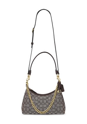 Coach Signature Jacquard Juliet Shoulder Bag 25 Oak Maple in Taupe.