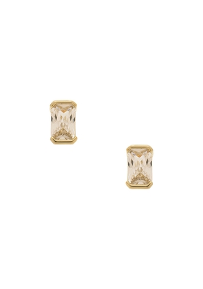 By Adina Eden Colored Cz Baguette Stud Earring in Metallic Gold.