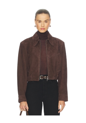 AGOLDE Nahlia Cropped Suede Jacket in Brown. Size L. Also in M.