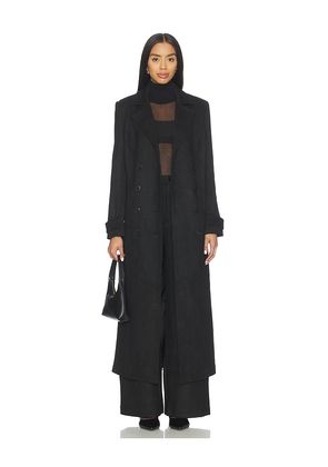 Bardot Faux Suede Longline Coat in Black. Size L. Also in XS.
