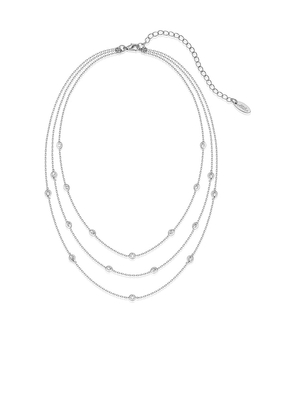 Ettika Crystal Dot Layered Necklace in Metallic Silver.