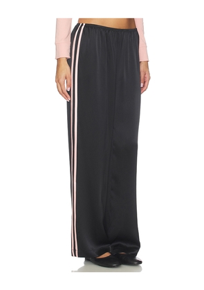DONNI. The Silk Stripe Simple Pant in Black,Pink. Size L. Also in M, S, XS, XXS.