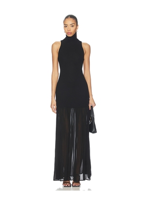 Enza Costa Airy Halter Turtleneck Dress in Black. Size L. Also in M, S, XL.