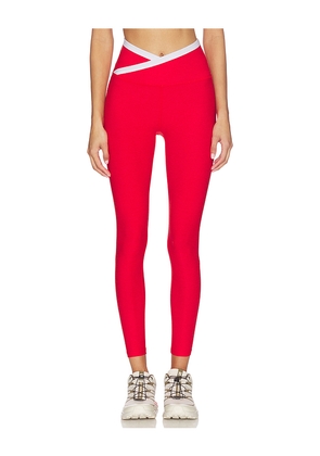 Beyond Yoga Spacedye Outlines High Waisted Midi Legging in Red. Size L. Also in M, S, XL, XS.