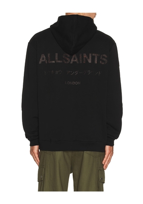 ALLSAINTS Underground Hoodie in Black. Size L. Also in S, M, XL/1X.