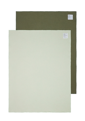 HAWKINS NEW YORK Essential Waffle Dish Towel Set Of 2 in Green.