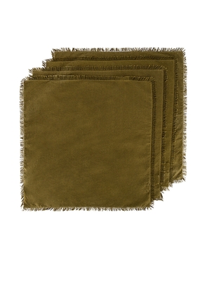 HAWKINS NEW YORK Essential Set of 4 Dinner Napkins in Olive.