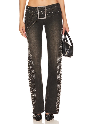 Jaded London Studded Low Rise Jeans in Denim-Dark. Size 24. Also in 25, 26, 28, 30, 32, 34.