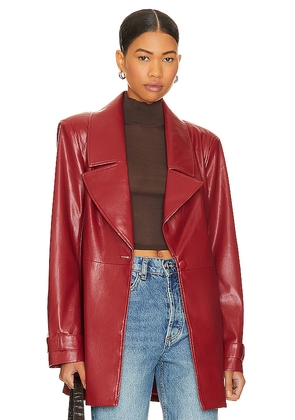 House of Harlow 1960 x REVOLVE Bordeaux Faux Leather Blazer in Red. Size S. Also in XS.