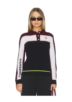 Casablanca Striped Oversized Polo Shirt in Multi in Black,Burgundy. Size L. Also in XS, S, M.