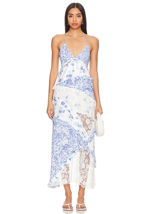For Love & Lemons Rosalyn Maxi Dress in Blue. Size M. Also in L, XL.