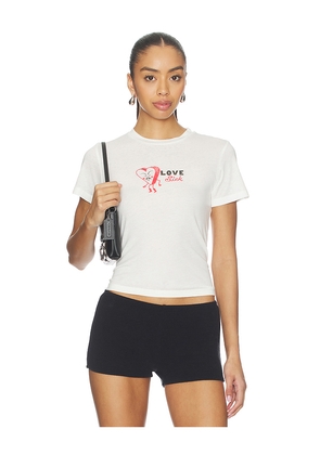 DAYDREAMER Love Sick Heart Burnout Vintage Tee in White. Size L. Also in M, S, XL, XS.