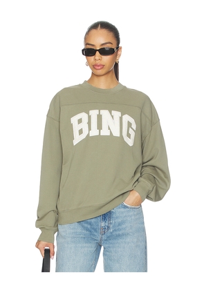 ANINE BING Trenton Sweatshirt Bing in Sage. Size L. Also in XS, S, M, XL.