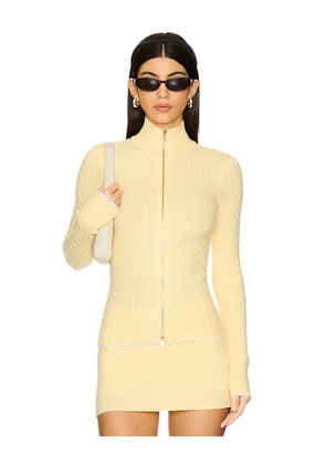 Frankies Bikinis Carter Cable Knit Sweater in Lemon. Size L. Also in XS.
