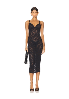 fleur du mal Le Stretch Lace Slip Dress in Black. Size L. Also in XS, XL.