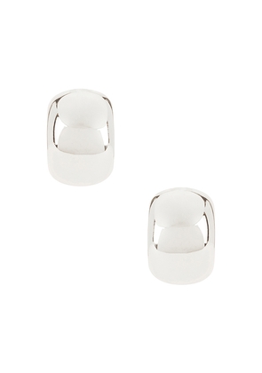 Heaven Mayhem Ky Hoop Earrings in Metallic Silver.