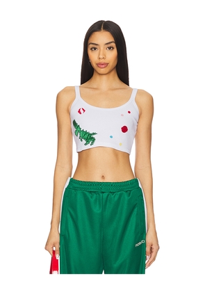 FIORUCCI Multipatch Dinosaur Cropped Tank Top in White. Size S. Also in XS.
