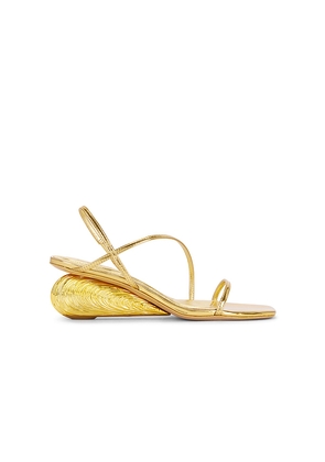 SIMKHAI Bridget Oyster Shell Wedge Sandal in Metallic Gold. Size 37. Also in 38, 39, 40.