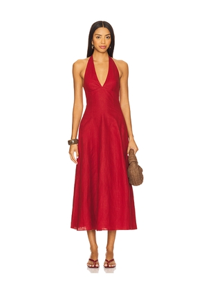 FAITHFULL THE BRAND Marais Midi Dress in Red. Size S. Also in XS.