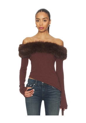 I.AM.GIA Off Shoulder Top in Brown. Size L. Also in M, S, XL, XS, XXS.