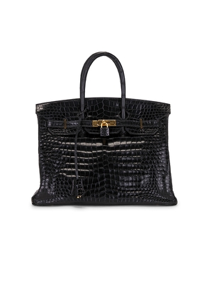 FWRD Renew Hermes Shiny Porosus Crocodile Birkin 35 Handbag in Black.