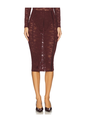 fleur du mal Le Stretch Pencil Skirt in Burgundy. Size L. Also in M, S.