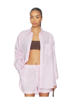 Hunza G Cabana Stripe Embroidered Shirt in Pink,White. Size M-L. Also in S-M.