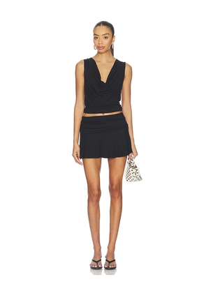 Free People x REVOLVE Good Feels Mini Skirt Set in Black. Size L. Also in XS, S, M, XL.