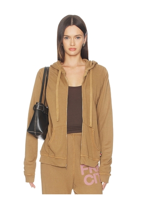 Free City Superfluff Lux Zip Hoodie in Brown. Size 1. Also in 2, 3.