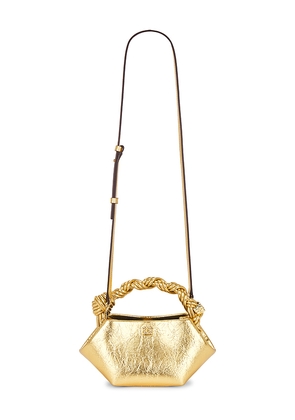 Ganni Bou Mini Crushed Bag in Metallic Gold.