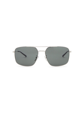 Gucci Web Stripe Rectangular Sunglasses in Metallic Silver.