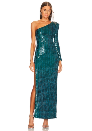 Michael Costello x REVOLVE Rumi Gown in Teal. Size XXS. Also in S.
