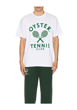 Oyster Tennis Club Members T-Shirt in White. Size L. Also in M, S, XL/1X.