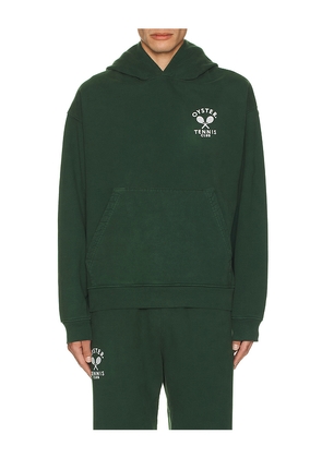 Oyster Tennis Club Pullover Hoodie in Green. Size L. Also in M, XL/1X.