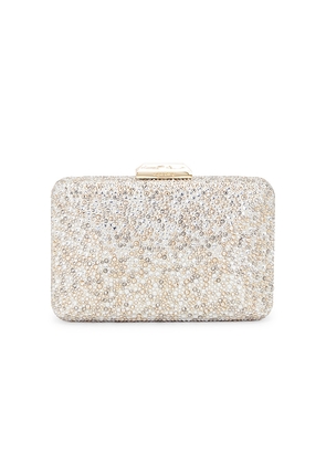 olga berg Shira Hotfix Clutch in Metallic Neutral.