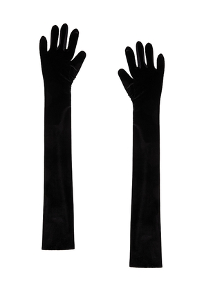 Norma Kamali Velvet Long Gloves in Black. Size M-L. Also in XS-S.