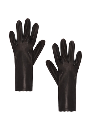 MANOKHI Short Leather Gloves in Chocolate. Size 6.5. Also in 7, 7.5, 8.